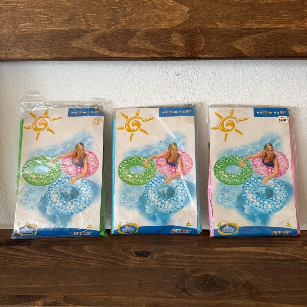 Intex Pool Float Lot 10 Inflatable Rings + Mat Summer Pool Set - Picture 2 of 16